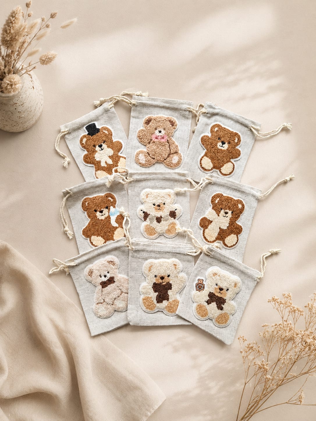 Teddy Bear Treasure Bags – Set van 9 Cadeauzakjes