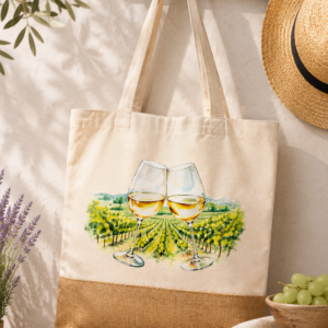 Tote Bag Wijngaard met Wijnglazen