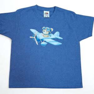 Kinder T-shirt Beer Piloot in Vliegtuig – Retro Blauw