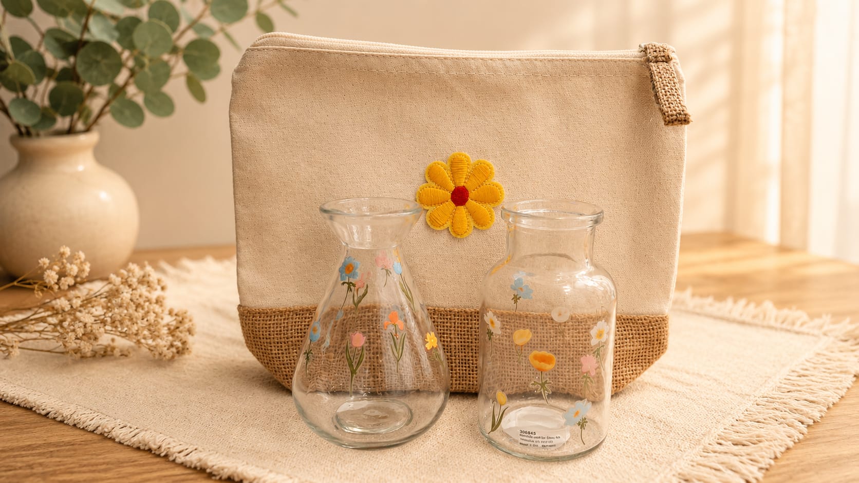 Bloemenvaasjes cadeauset in een cadeauverpakking