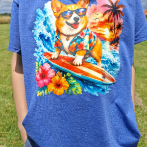 Surfende Corgi Kinder T-shirt