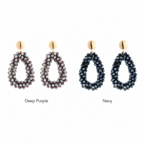 Crystal Beads Statement Oorbellen – Deep Purple & Navy, inclusief cadeauzakje