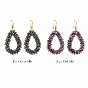 Shimmer Drop Oorbellen – Dark Grey Mix & Dark Pink Mix, inclusief cadeauzakje