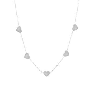 Shiny Hearts ketting – zilverkleurig inclusief cadeauzakje