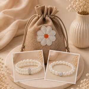 All White Pearl Armbandenset met Cadeauzakje