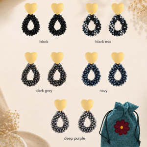 Beaded Heart Oorbellen, diverse kleuren, inclusief cadeauzakje