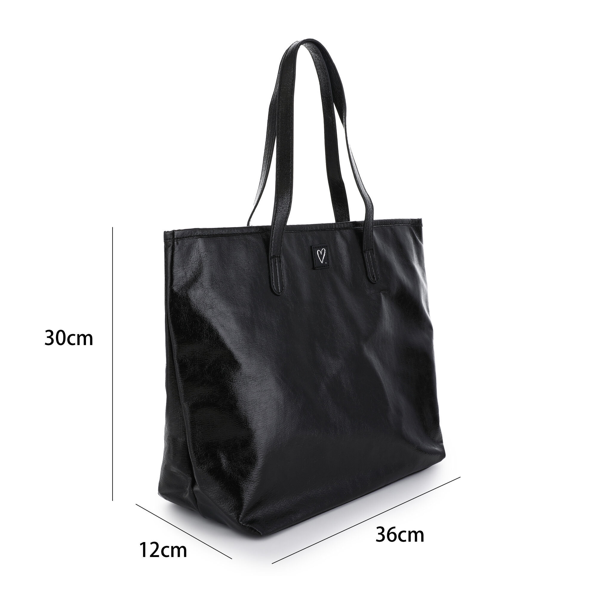 Glossy Heart Tas – Zwart - Afbeelding 3